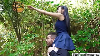 Petite asian teen throated and screwed